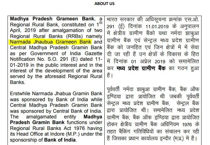 Narmada Jhabua Gramin Bank History
